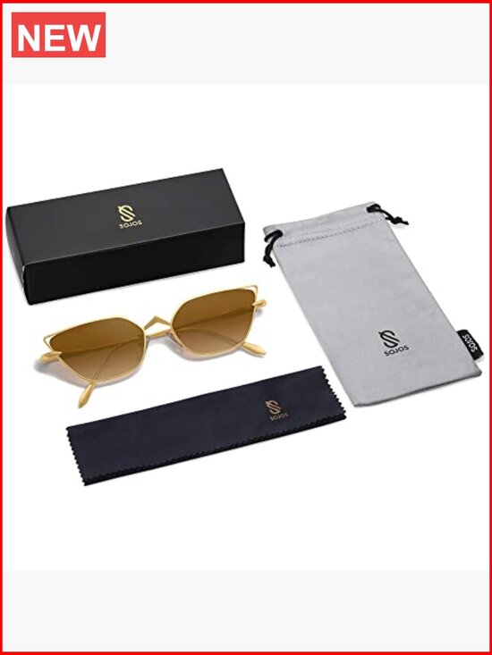 Small Cateye Sunglasses with UV400 Protection, Half-Frame Metal main image 6